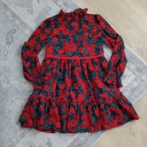 Janie and Jack Girls The Holiday Frills Dress Dark Marine Rose Sz8